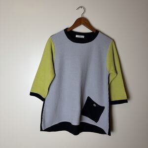 Margaret winters knit tunic pullover sweater pockets small 3/4 Sleeve lagenlook